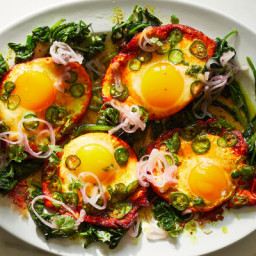 Turmeric Fried Eggs With Tamarind and Pickled Shallots