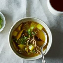 Turmeric-Miso Soup with Shiitakes, Turnips, and Soba Noodles