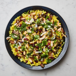 Turmeric Rice Salad with Roasted Brussels Sprouts