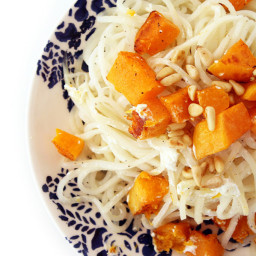 Turnip Noodles with Roasted Butternut Squash, Toasted Pine Nuts and Goat Ch
