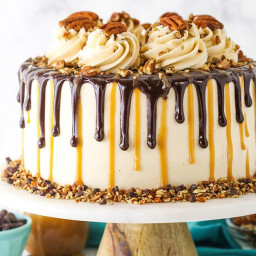 Turtle Chocolate Layer Cake with Caramel Icing 