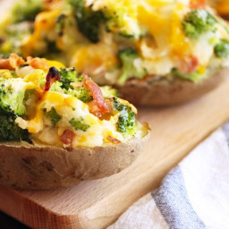 Twice-Baked Potatoes with Bacon, Broccoli, and Cheddar