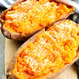 Twice Baked Sweet Potatoes with Rosemary and Thyme
