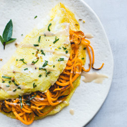 Two Egg Omelette with Za'atar Sweet Potato Noodles