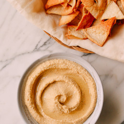 Two Kinds of Pita Chips and Homemade Hummus