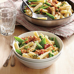 Two-Pea Pasta with Bacon Breadcrumbs