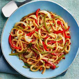 Udon With Stir-Fried Peppers and Onions