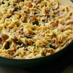 Upscale Tuna Noodle Casserole with Cremini Mushrooms and Scallions