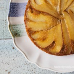 Upside Down Caramelized Pear and Almond Cake {Gluten-Free}