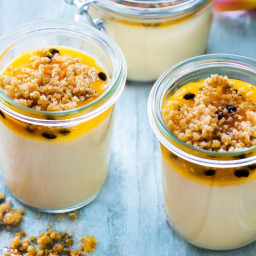 Upside-down passionfruit cheesecake pots