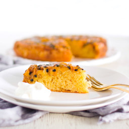 Upside Down Peach and Passionfruit Cake