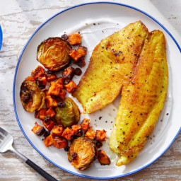 Vadouvan-Spiced Tilapia with Roasted Vegetables & Tomato Chutney