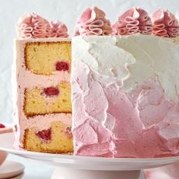 Vanilla and Raspberry Cake with Ombré Raspberry Swiss Meringue Buttercream