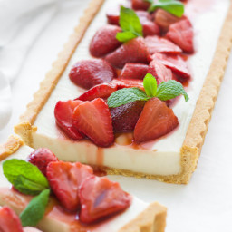 Vanilla Cream Tart with Roasted Balsamic Strawberries 