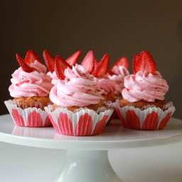 Vanilla Cupcakes with Strawberry Buttercream Frosting