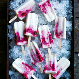 Vanilla Yoghurt And Raspberry Swirl Popsicles