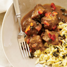 Veal Goulash with Paprika, Caraway and Fried Capers