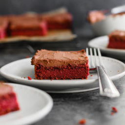 Vegan and Gluten-Free Red Velvet Cake with 2-Ingredient Chocolate Frosting