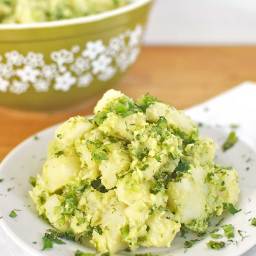 Vegan Avocado Potato Salad with Dill and Cilantro