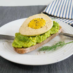 Vegan boiled egg on avocado toast
