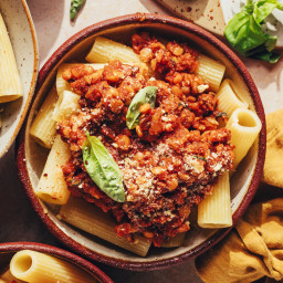 Vegan Bolognese with Mushrooms and Red Lentils