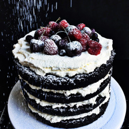 Vegan Chocolate Cake with Whipped Cream and Berries