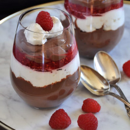 Vegan Chocolate Raspberry Pudding Parfait for Two