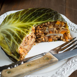 Vegan Chou Farci (Cabbage Stuffed with Barley and Lentils)