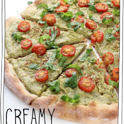 Vegan Creamy Pesto Pizza