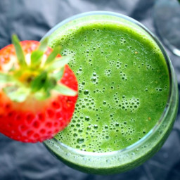 Vegan Detox Green Monster Smoothie {with kale, strawberry, cucumber, &