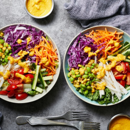 Vegan Japanese-Inspired Rainbow Salad with Carrot-Ginger Dressing