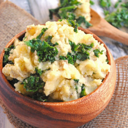 Vegan Mashed Potatoes with Garlicky Kale