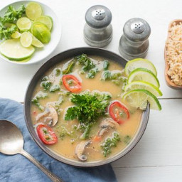 Vegan Mushroom, Kale and Parsley Tom Kha Soup Recipe