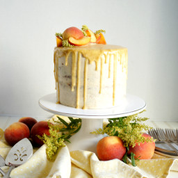 vegan peaches and cream layer cake