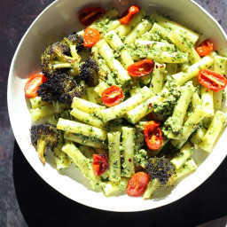 Vegan Pesto Pasta with Charred Broccoli