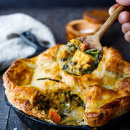 Vegan Pot Pie with Roasted Butternut, Lentils and Kale