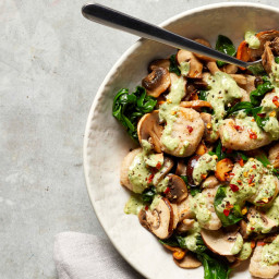 Vegan Potato Gnocchi with Mushrooms and Greens