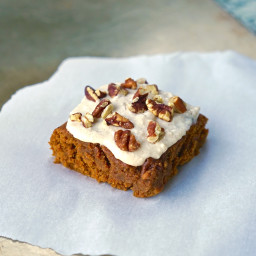Vegan Pumpkin Spice Bars with Maple Cream Cheese Frosting