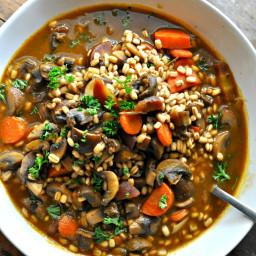 Vegan Roasted Garlic Mushroom and Barley Stew