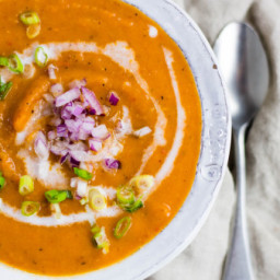 Vegan Roasted Red Pepper And Sweet Potato Soup