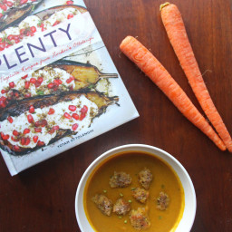 Vegan Spiced Carrot Soup with Whole Grain Croutons