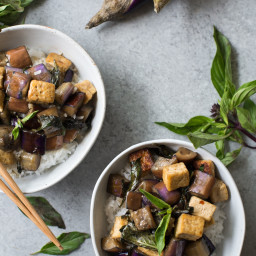 Vegan Stir-Fried Garlic Tofu and Eggplant