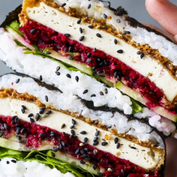 Vegan Sushi Sandwich With Crispy Tofu and Pickled Beets
