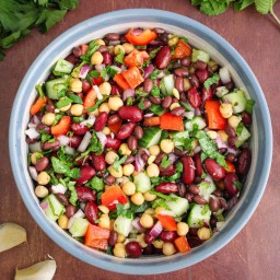 Vegan Three-Bean Salad with Lemon, Mint and Parsley