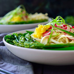 Vegan Udon Noodle Soup with Spring Vegetables