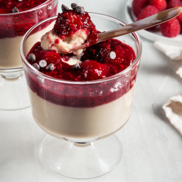 Vegan Vanilla Pudding with Chocolate-Raspberry Topping