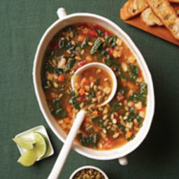 Vegetable and Quinoa Soup with Sweet and Hot Roasted Jícama