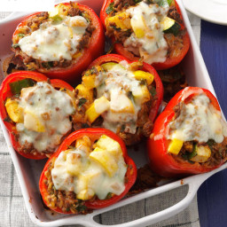 Vegetable & Beef Stuffed Red Peppers