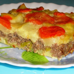 Vegetable casserole with cheese and meat