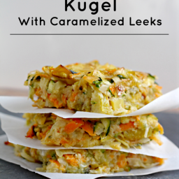 Vegetable Kugel with Caramelized Leeks